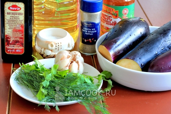 Ингредиенты для жареных баклажанов в маринаде