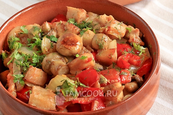 Рецепт куриного филе с перцем и грибами