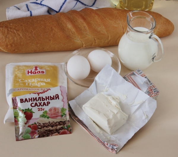 Ингредиенты для гренок с творогом