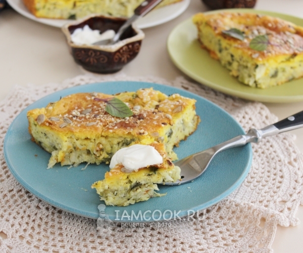 Заливной пирог с капустой на сметане