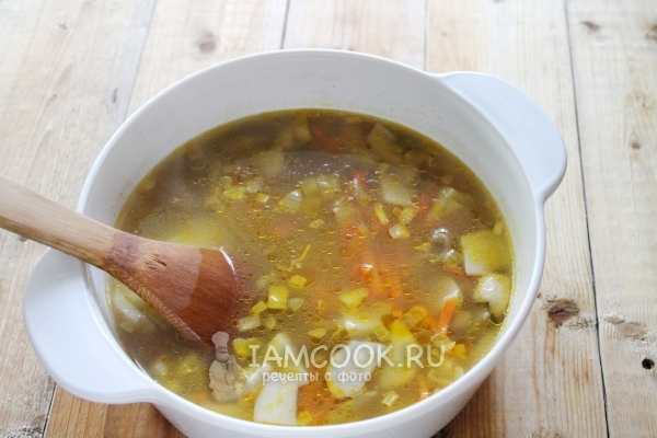 Положить заправку в суп