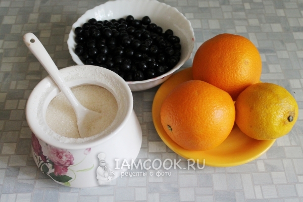 Ингредиенты для варенья из черноплодной рябины с цитрусовыми