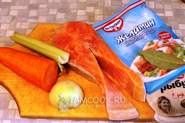 Ингредиенты для заливного из форели