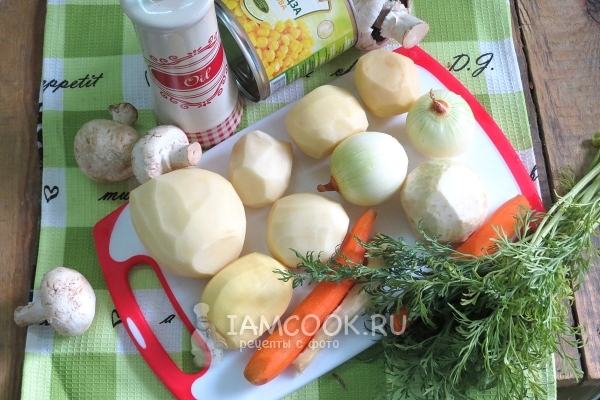 Ингредиенты для постного картофельного супа