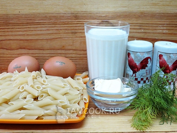 Ингредиенты для лапшевника из макарон