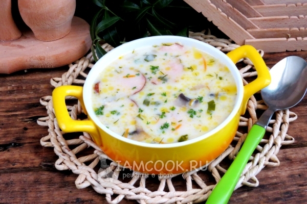 Рецепт сырного супа из плавленного сыра с копчёной колбасой