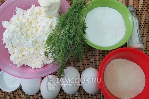Ингредиенты для воздушных сырников с укропом в духовке