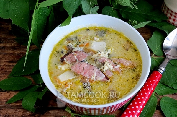 Фото супа с колбасой и яйцом