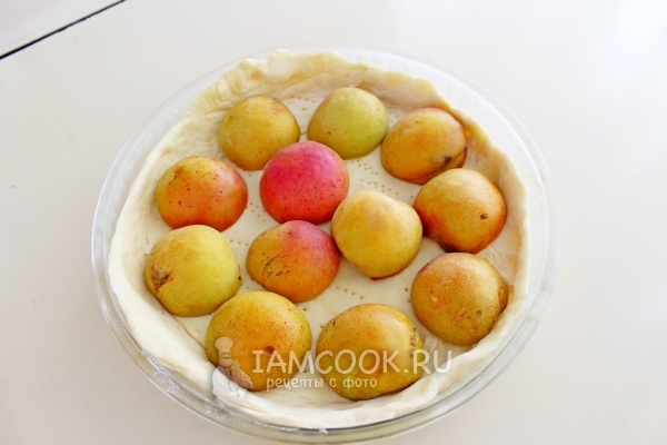 Выложить половинки абрикосов