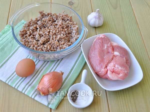 Ингредиенты для свиных котлеток с гречкой