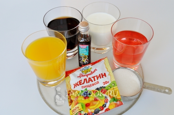 Ингредиенты для многоцветного желе