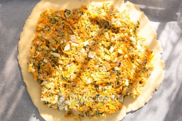 Выложить начинку на тесто