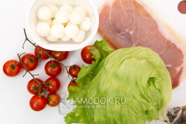 Ингредиенты для салата с пармской ветчиной