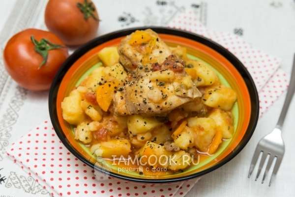 Рецепт тушеной картошки с курицей в казане