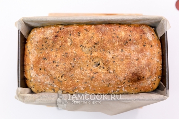 Рецепт пшеничного хлеба без замеса с кунжутом