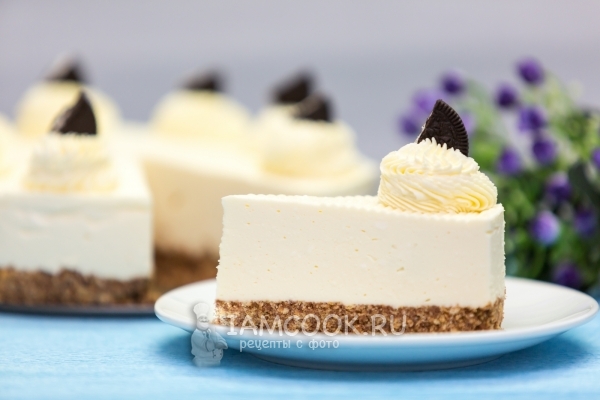 Фото чизкейка из творога без выпечки с желатином