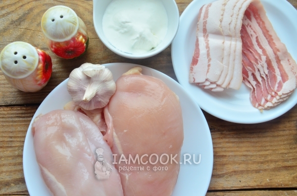 Ингредиенты для куриного филе в беконе в духовке