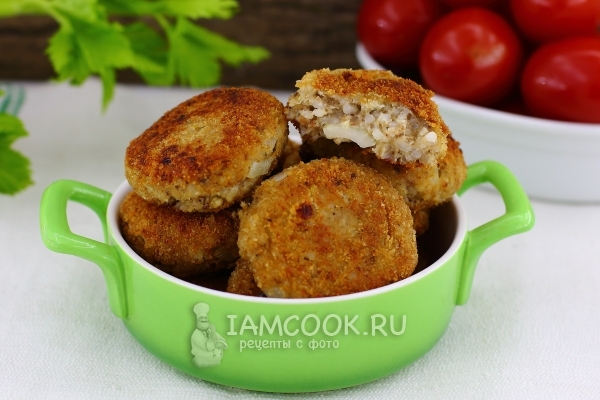 Фото котлет из консервы сайры с рисом