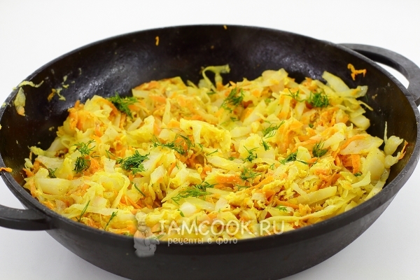 Рецепт жареной капусты с яйцом