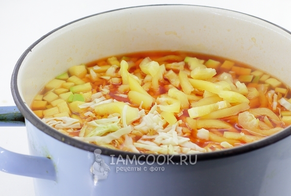 Добавить капусту и перец