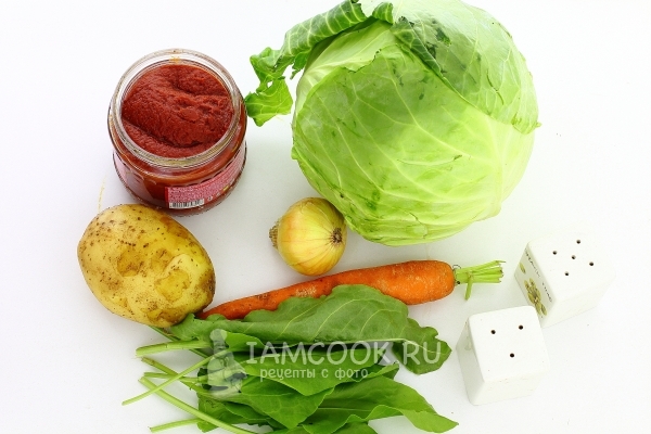 Ингредиенты для борща из свежей капусты