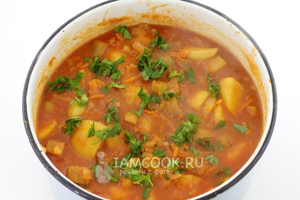 Положить зелень