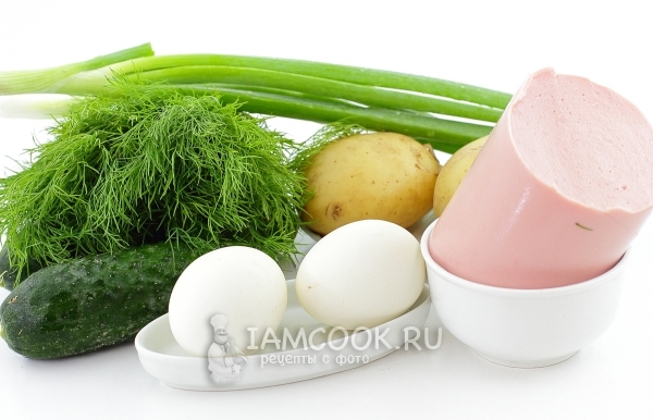 Ингредиенты для окрошки на воде с уксусом