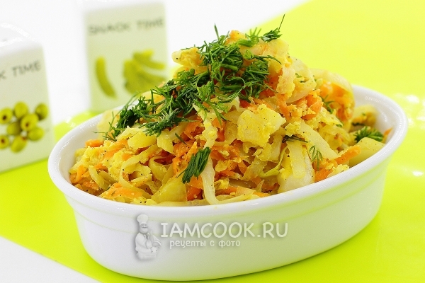 Фото жареной капусты с яйцом