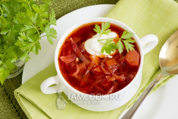 Фото вегетарианского борща с семечками