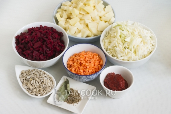 Ингредиенты для вегетарианского борща с семечками