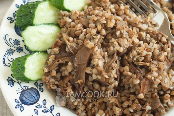 Фото гречневой каши с сушеными белыми грибами