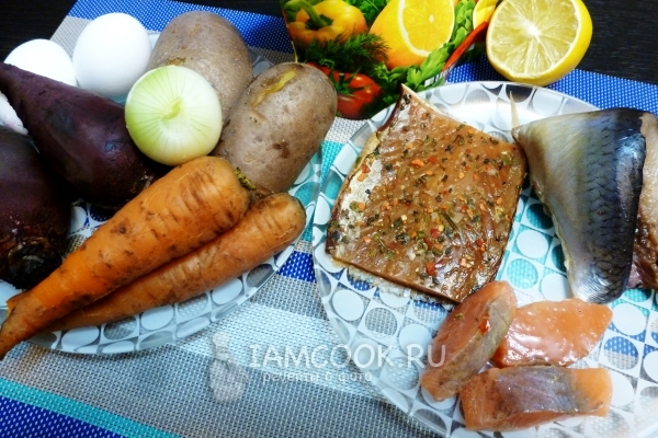 Ингредиенты для сельди под шубой «Тройной тулуп»