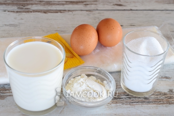 Ингредиенты для торта «Наполеон» из слоеного теста с заварным кремом