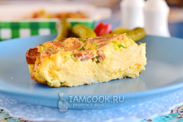 Рецепт омлета с колбасой в духовке