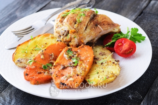 Фото курицы с картошкой в духовке с майонезом