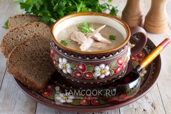 Рецепт грибного супа-пюре с курицей