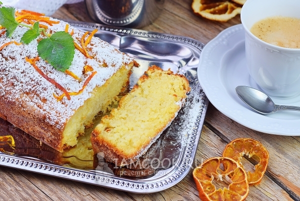 Фото постного апельсинового кекса на апельсиновом соке