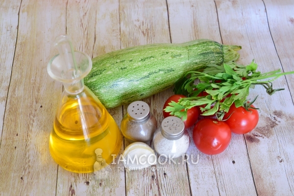 Ингредиенты для салата из кабачков и помидоров