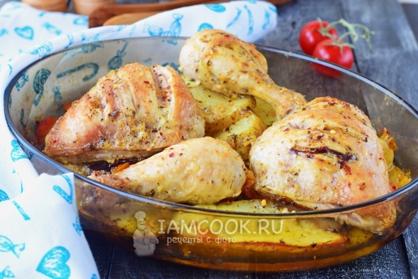 Рецепт курицы с картошкой в духовке с майонезом