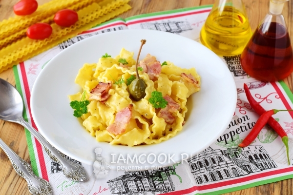 Рецепт пасты карбонара с беконом и сливками