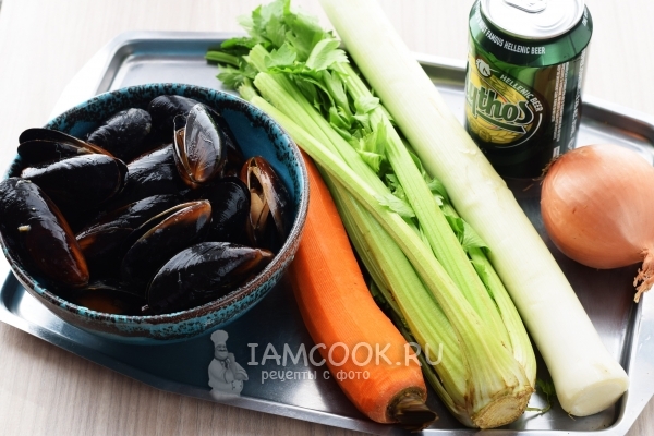 Ингредиенты для мидий по-бельгийски
