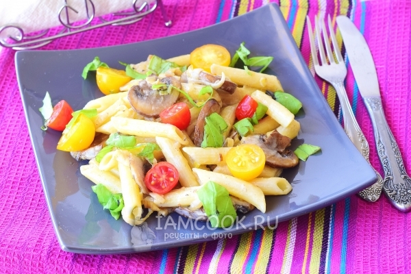 Рецепт макарон с грибами в сливочном соусе