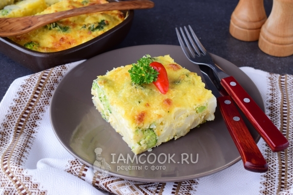 Фото запеканки из брокколи и цветной капусты