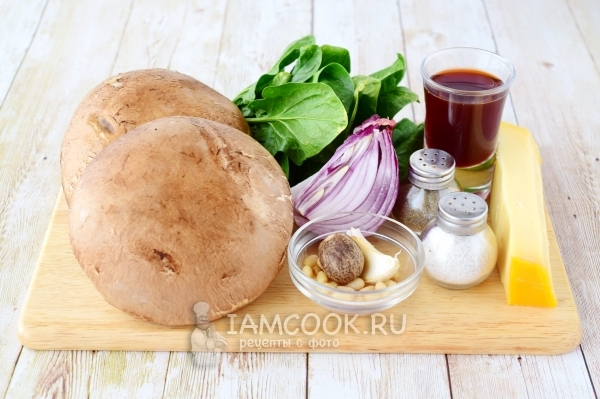 Ингредиенты для фаршированных грибов с сыром в духовке