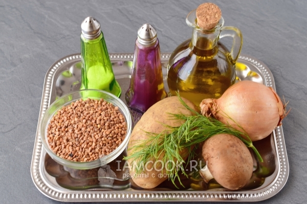 Ингредиенты для постных котлет из гречки с грибам