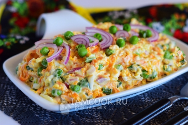 Рецепт салата из отварных моркови и зеленого горошка