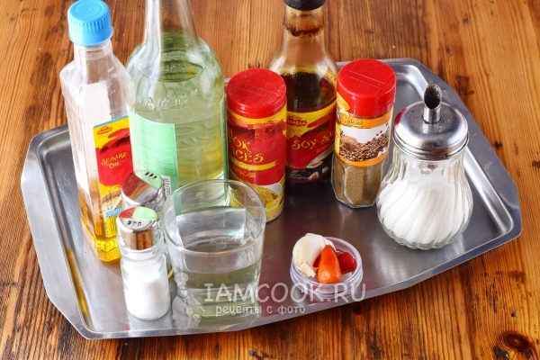 Ингредиенты для заправки (соуса) для фунчозы по-корейски своими руками