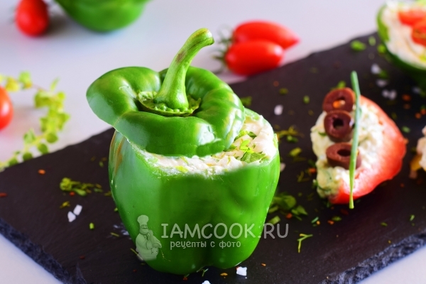 Рецепт перца, фаршированного творогом с чесноком и зеленью