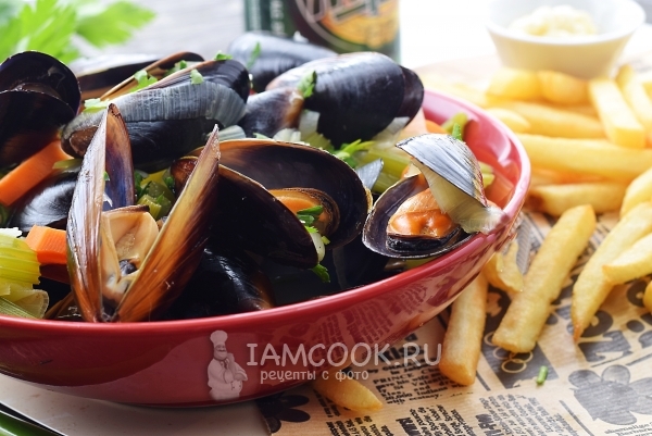 Готовые мидии по-бельгийски