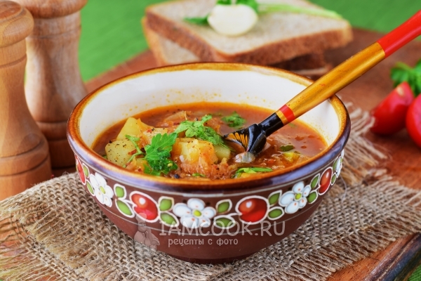 Фото постных щей из квашеной капусты